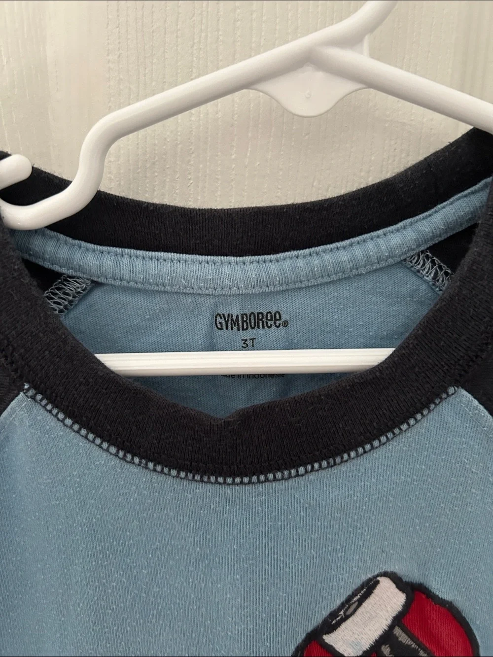 Gymboree Light Blue & Black Tee with Red Skateboard Graphic